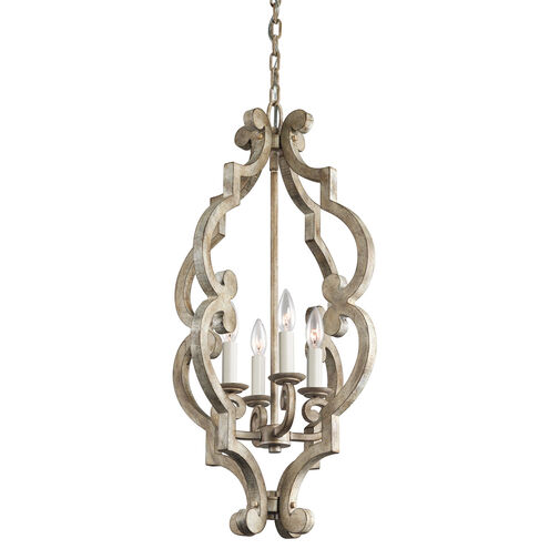 Hayman Bay 4 Light 16 inch Distressed Antique White Large Foyer Pendants Ceiling Light, Large