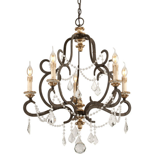 Bordeaux 5 Light 27.5 inch Parisian Bronze/Distressed Gold Leaf Chandelier Ceiling Light