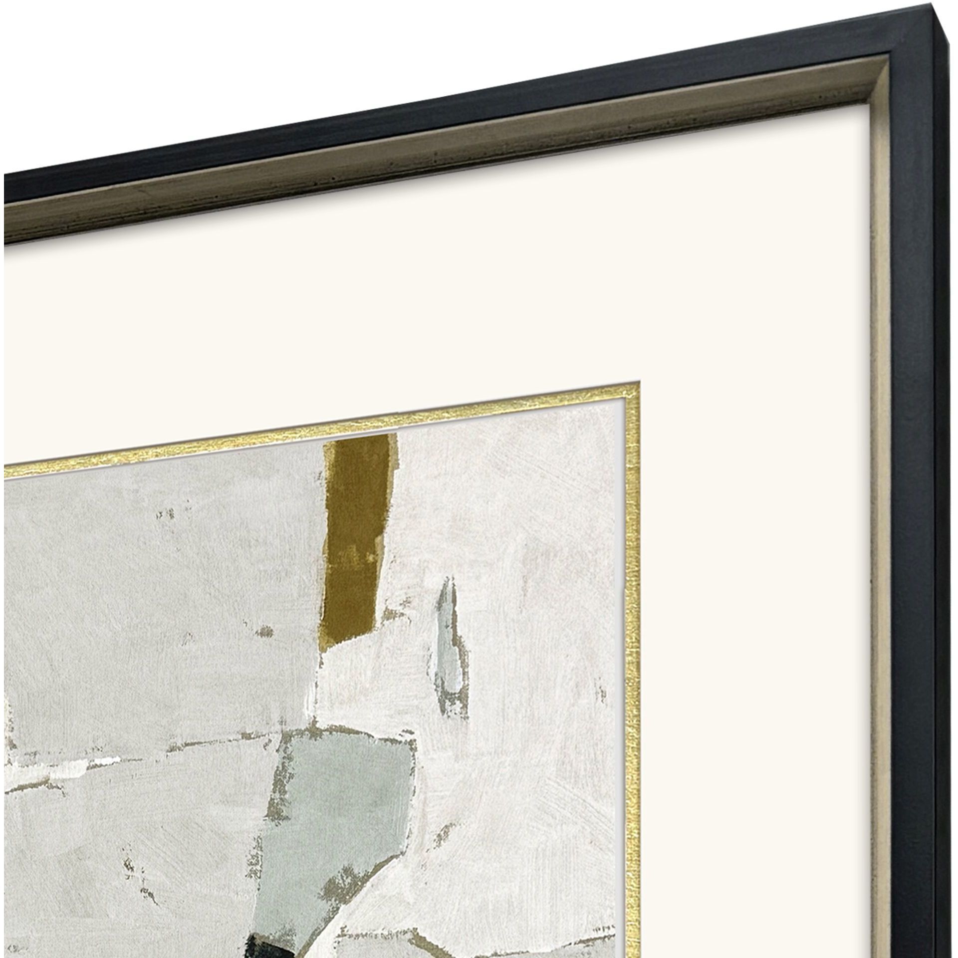 Zen Interactions Gray and Blue and Green and Multi Framed Art