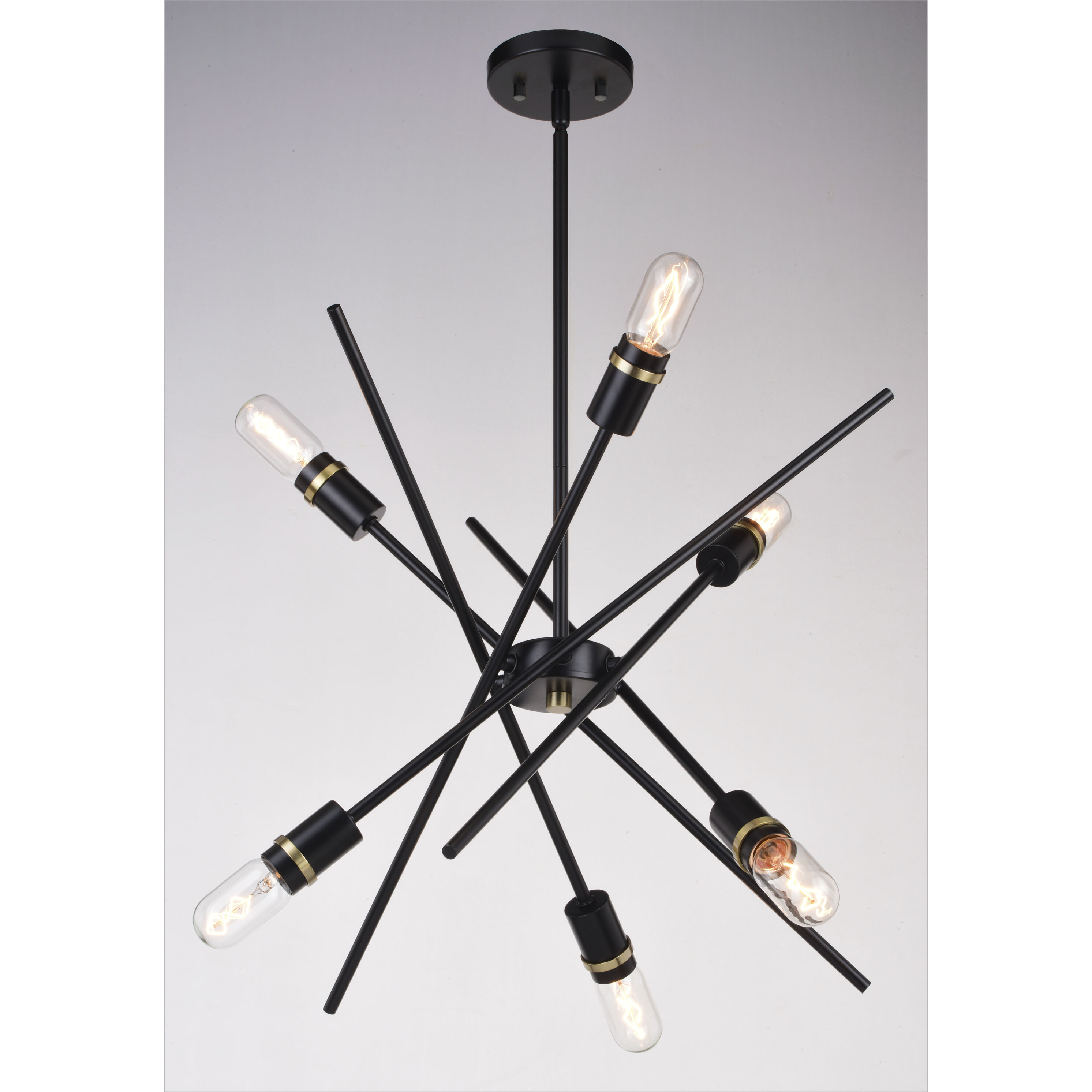 Halsted LED 24.25 inch Black and Satin Brass Pendant Ceiling Light in 6