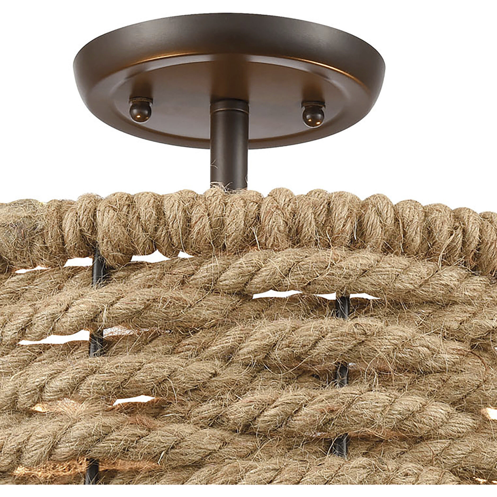 Weaverton 2 Light 15 inch Oil Rubbed Bronze Semi Flush Mount Ceiling Light