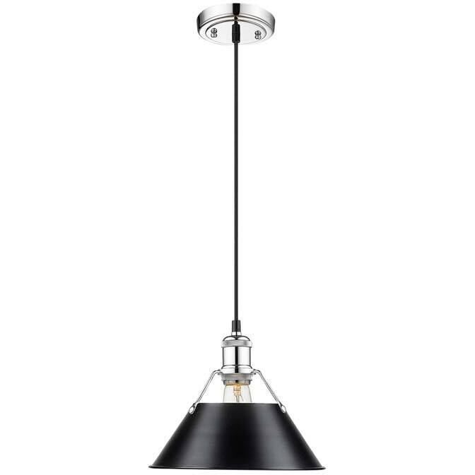 Yep Orwell 1 Light 10 inch Chrome Pendant Ceiling Light in Matte Black, Damp