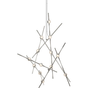 Constellation Aquila Minor LED 25 inch Satin Nickel Chandelier Ceiling Light in 3000K, Clear Faceted Acrylic, 10 FT. Cord