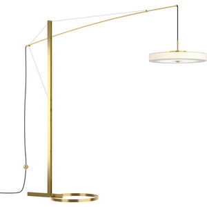 Disq 84 inch 28.00 watt Modern Brass Arc Floor Lamp Portable Light in Spun Frost