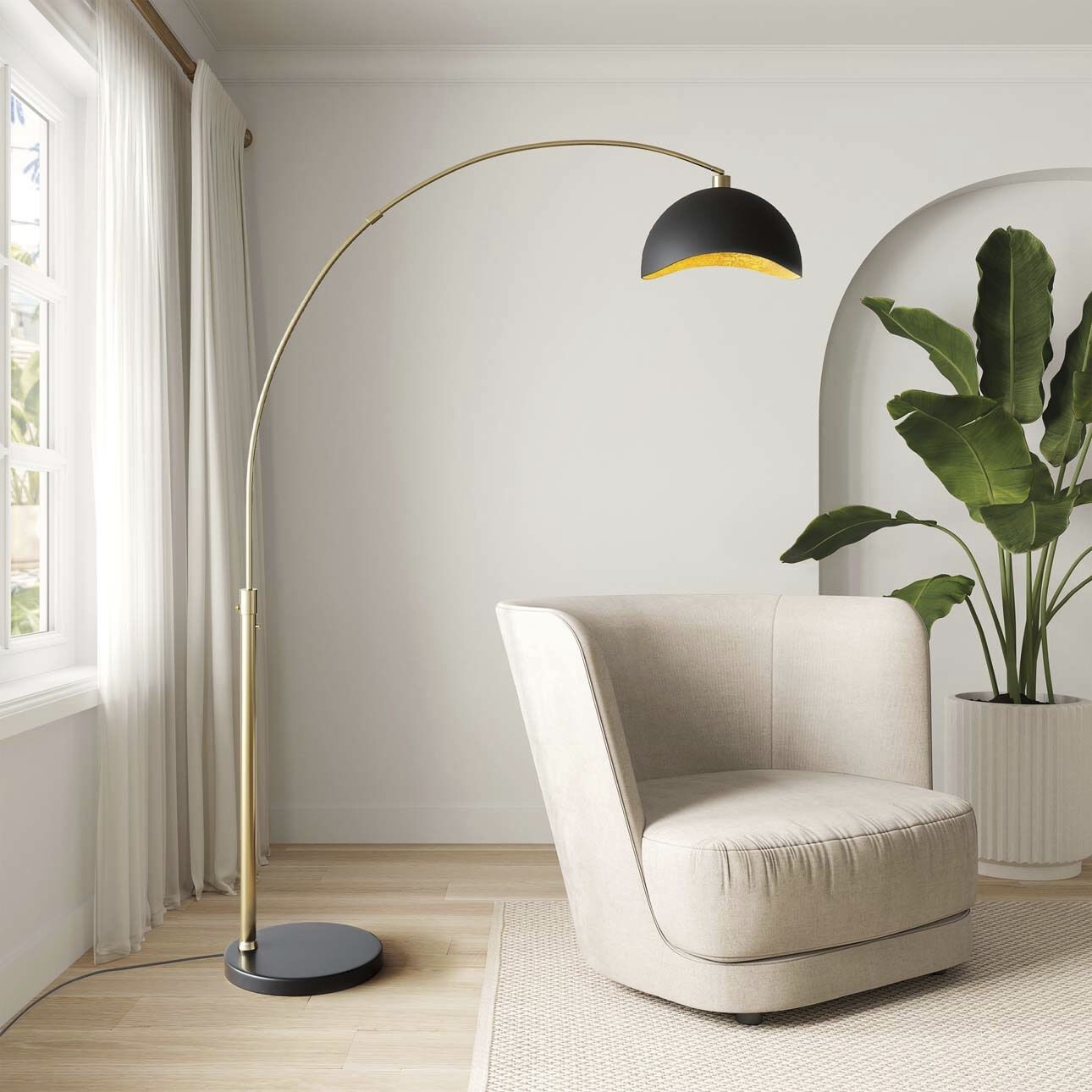 Luna Bella 92 inch 100.00 watt Weathered Brass and Black Arc Floor Lamp Portable Light