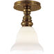 Chapman & Myers Boston 1 Light 5.5 inch Hand-Rubbed Antique Brass Flush Mount Ceiling Light in White