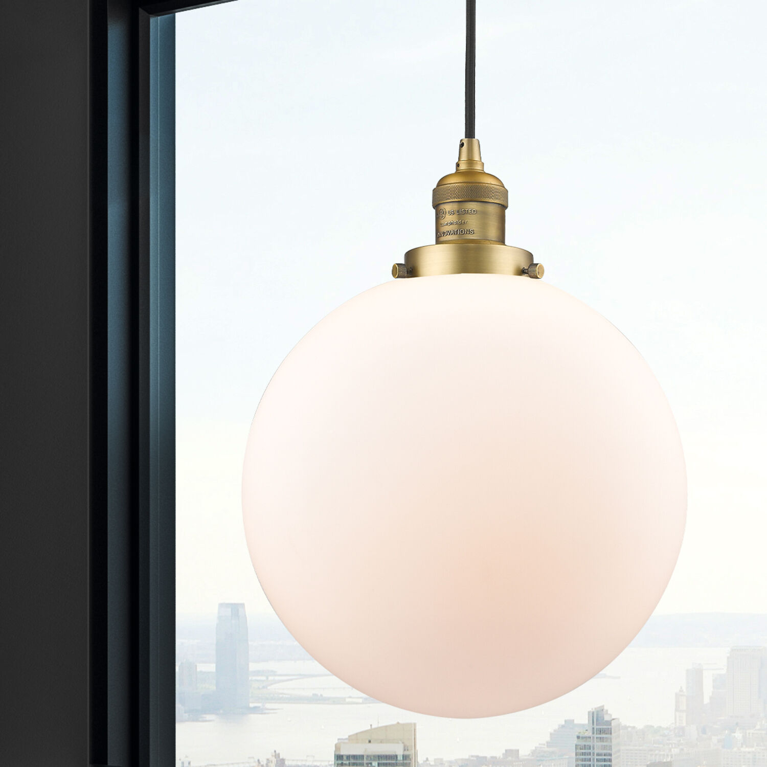 Franklin Restoration Beacon 1 Light 12 inch Brushed Brass Mini Pendant Ceiling Light in Incandescent, Matte White, Franklin Restoration