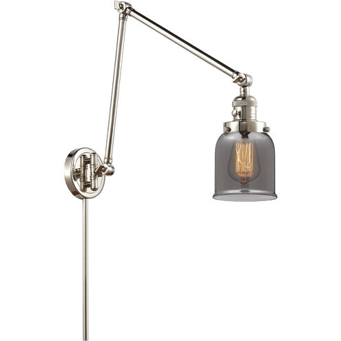 Small Bell 30 inch 60.00 watt Polished Nickel Swing Arm Wall Light, Franklin Restoration