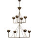 Julie Neill Alberto 8 Light 49 inch Antique Bronze Leaf Two Tier Chandelier Ceiling Light, Large