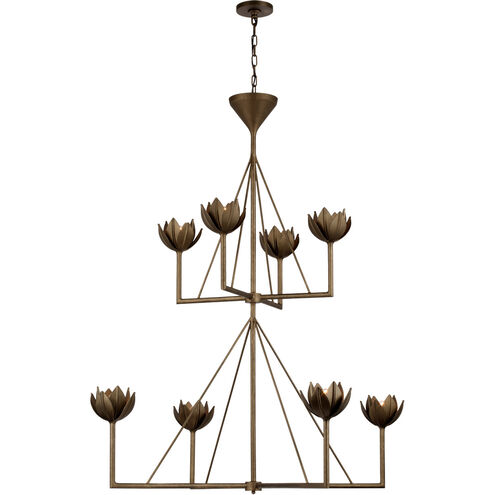 Julie Neill Alberto 8 Light 49 inch Antique Bronze Leaf Two Tier Chandelier Ceiling Light, Large