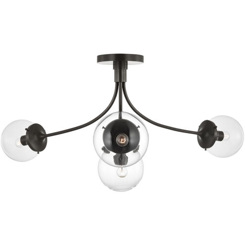 kate spade new york Prescott LED 28.25 inch Bronze Semi-Flush Mount Ceiling Light in Clear Glass, Large