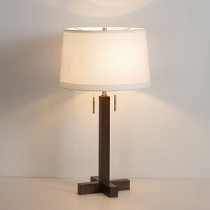Swiss Cross 30 inch 23.00 watt Dark Walnut and Weathered Brass Table Lamp Portable Light