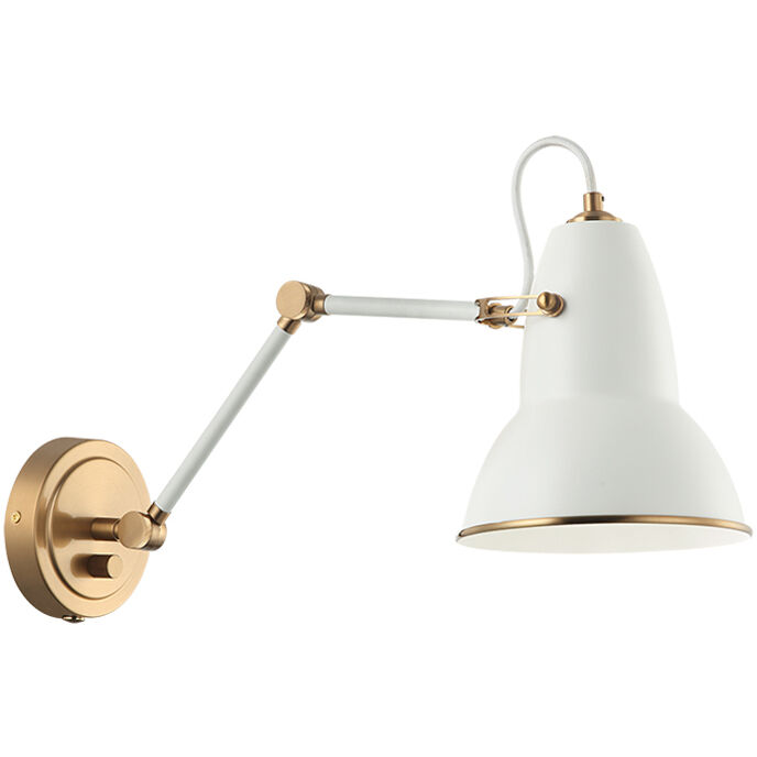 Buzz 1 Light 6.5 inch White Wall Sconce Wall Light in Aged Gold Brass and White