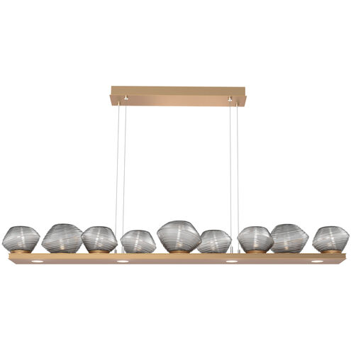 Mesa LED Novel Brass Linear Pendant Ceiling Light in 3000K LED, Smoke