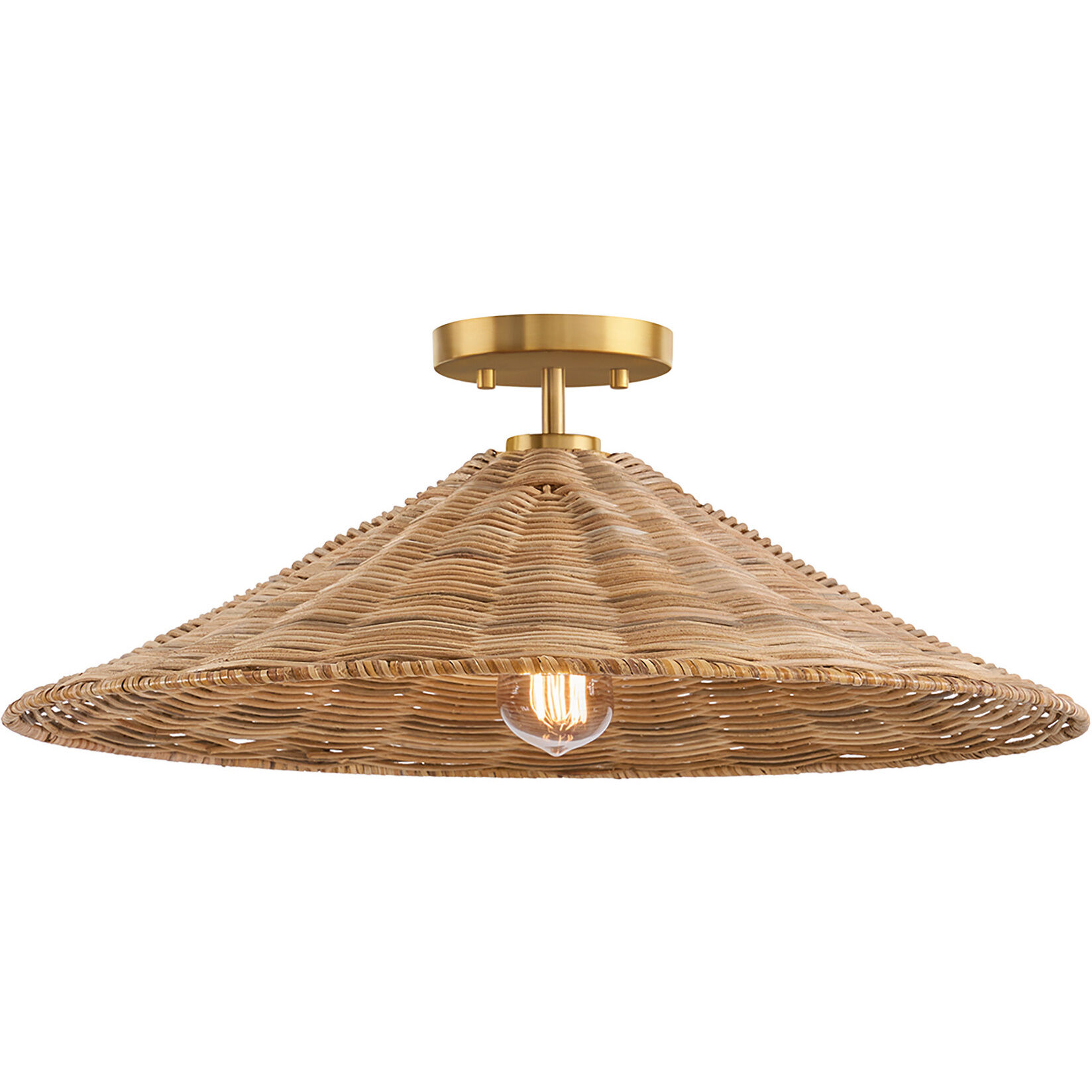 Bohemian 1 Light 22 inch Natural Brass Semi-Flush Ceiling Light