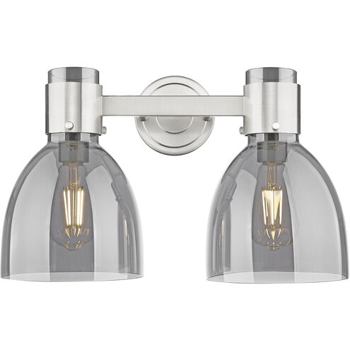 Lawton Bell 2 Light 15.5 inch Satin Nickel Bath Vanity Light Wall Light in Light Smoke Glass
