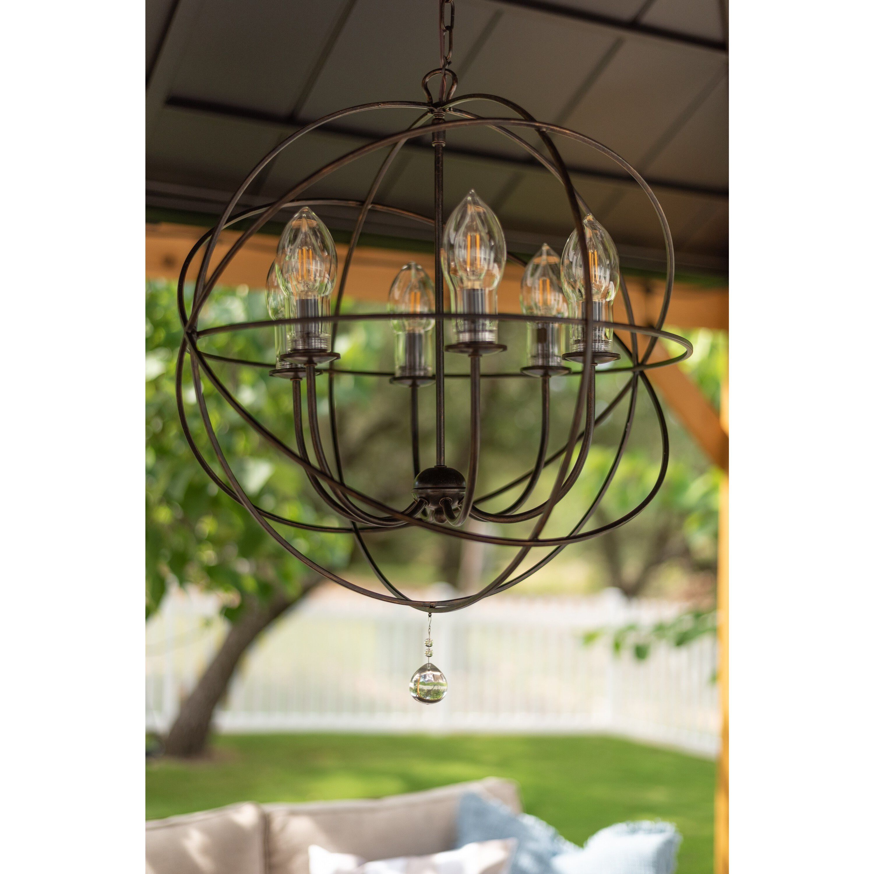 Solaris 6 Light 22.5 inch English Bronze Outdoor Chandelier