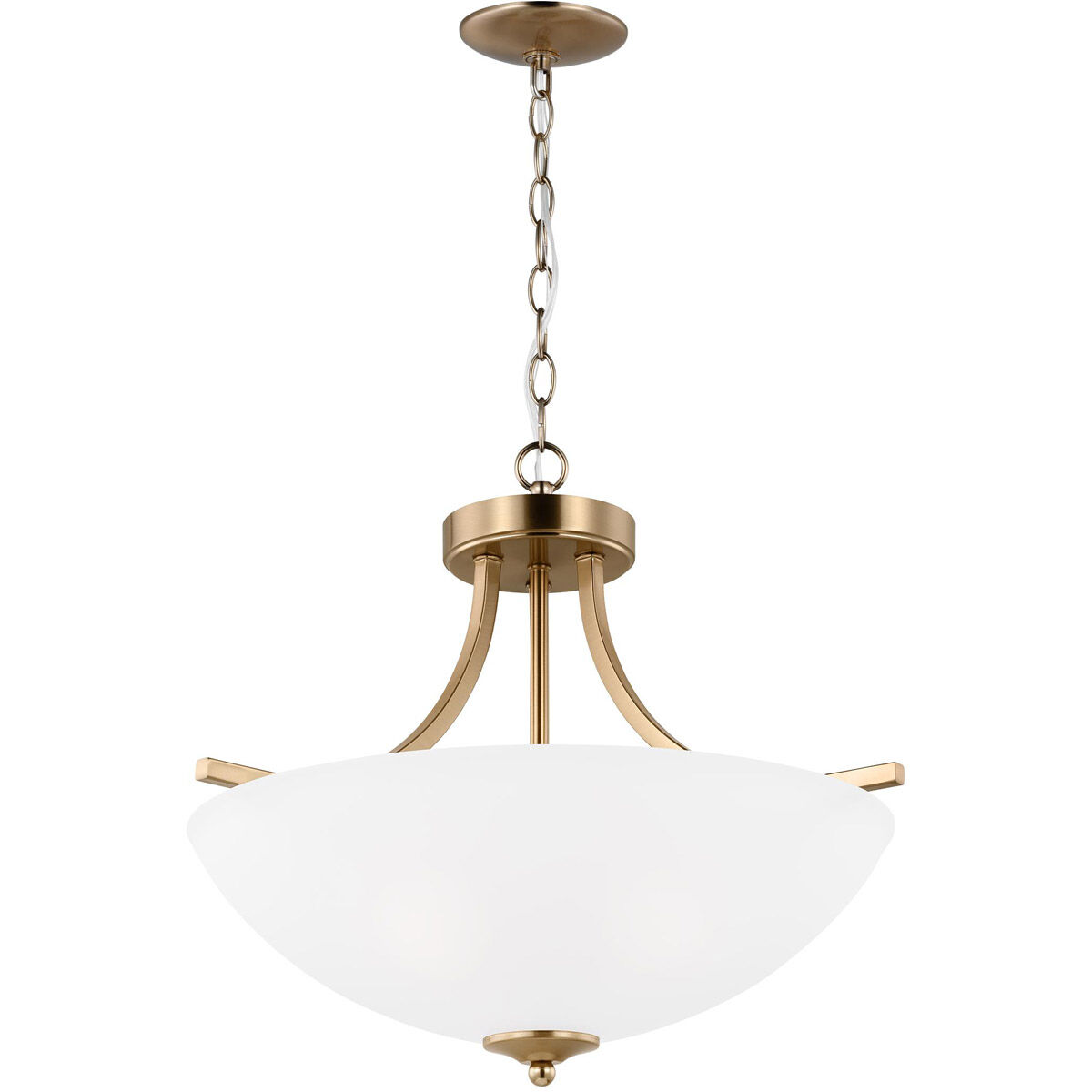 Geary LED 18.63 inch Satin Brass Convertible Pendant Semi-Flush Ceiling Light, Medium