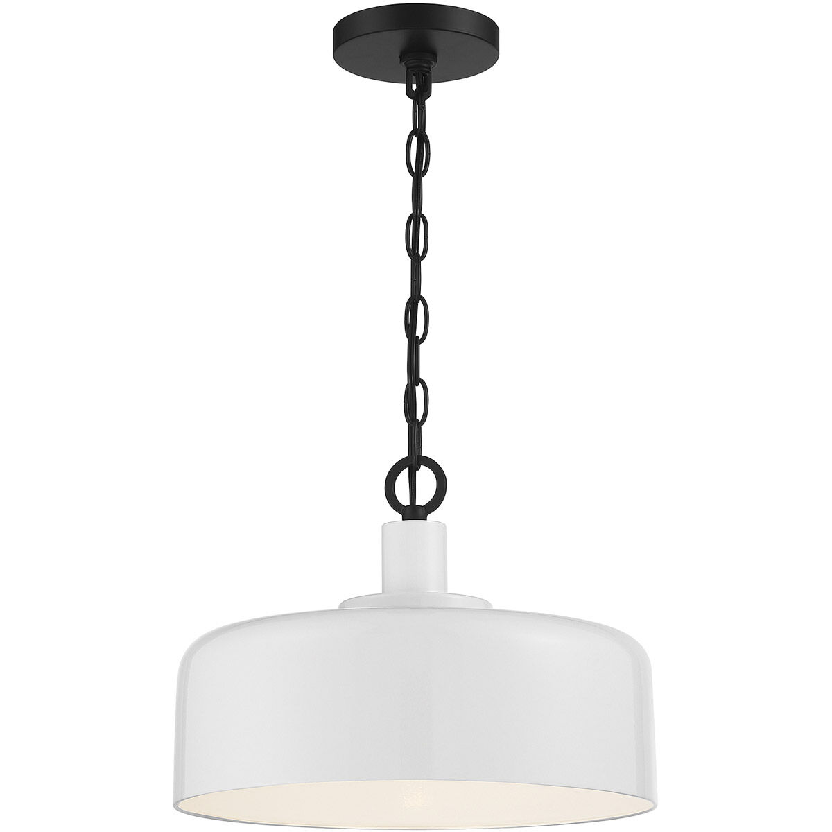 Farmhouse 1 Light 14 inch White with Black Pendant Ceiling Light