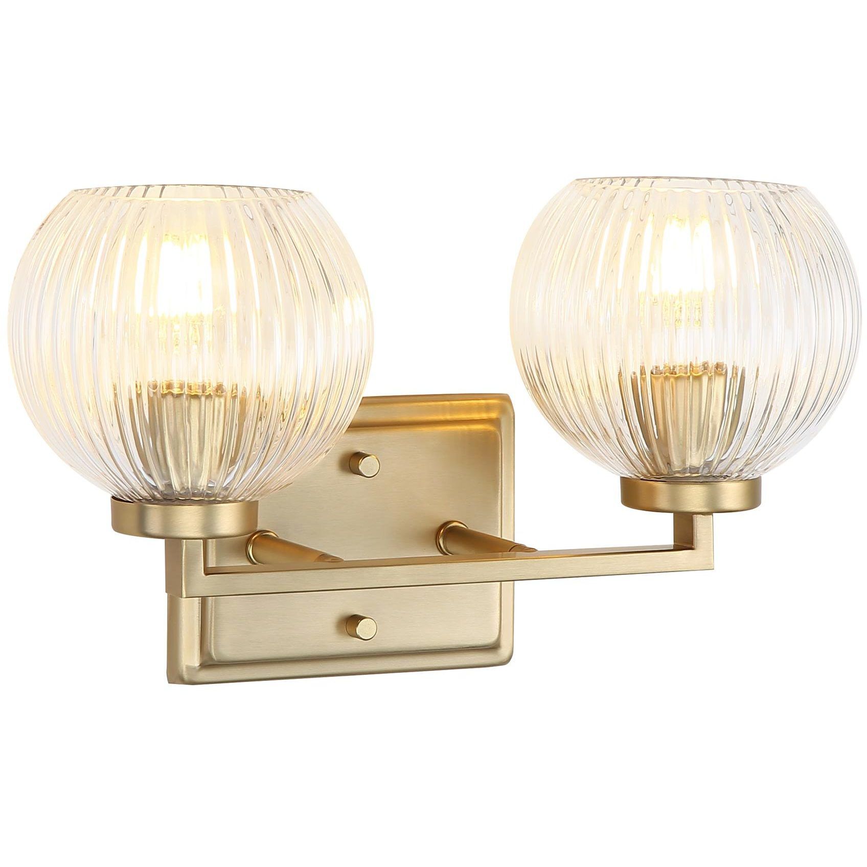 Yep Elliott Vanity Wall Light in Brushed Champagne Brass, Ribbed