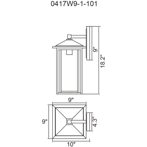 Crawford 1 Light 18.2 inch Black Outdoor Wall Light