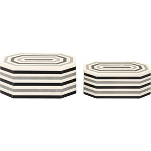 Octagonal Stripe 11.5 X 7.5 inch White and Black Box, Set of 2