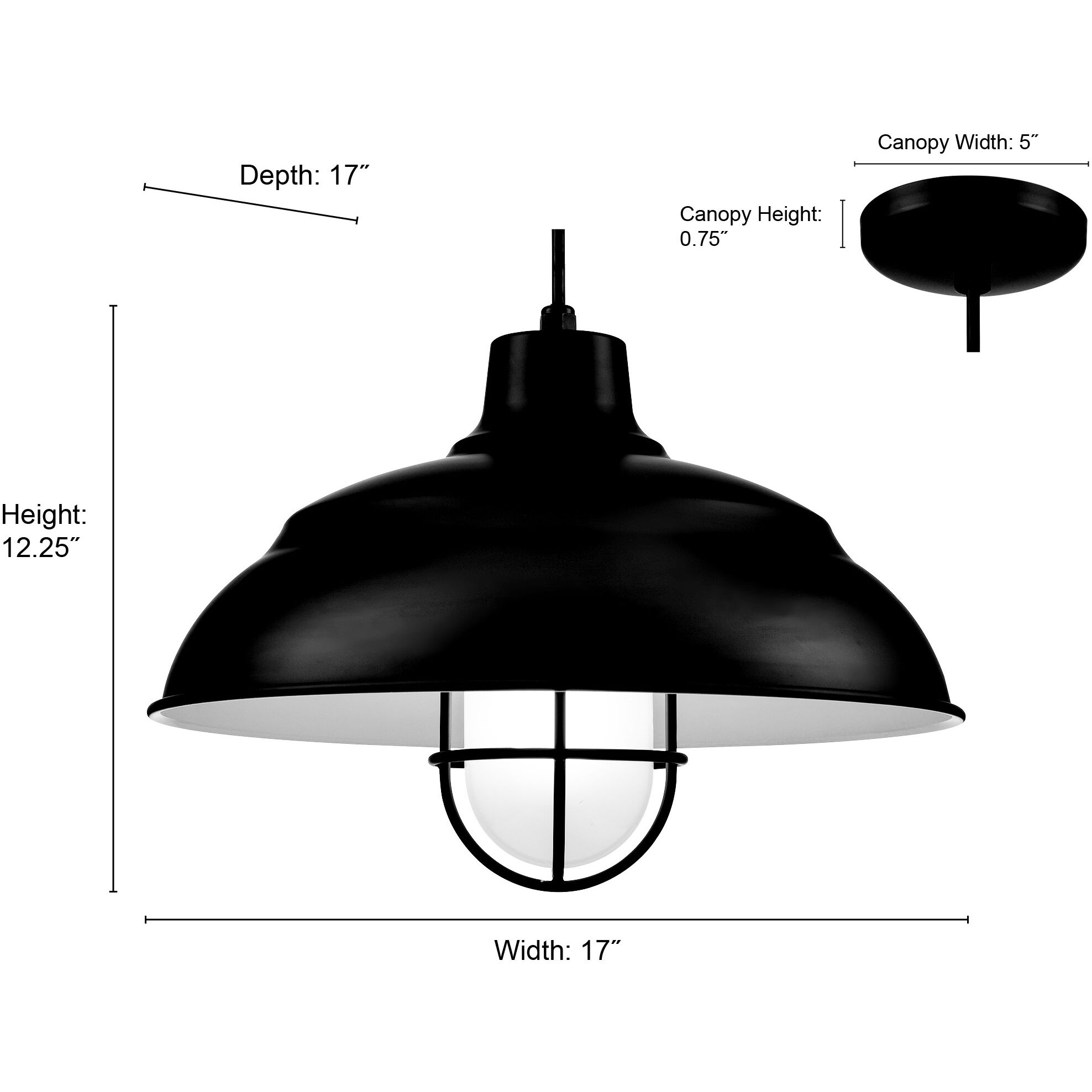 R-Series 1 Light 17 inch Satin Black Outdoor Pendant