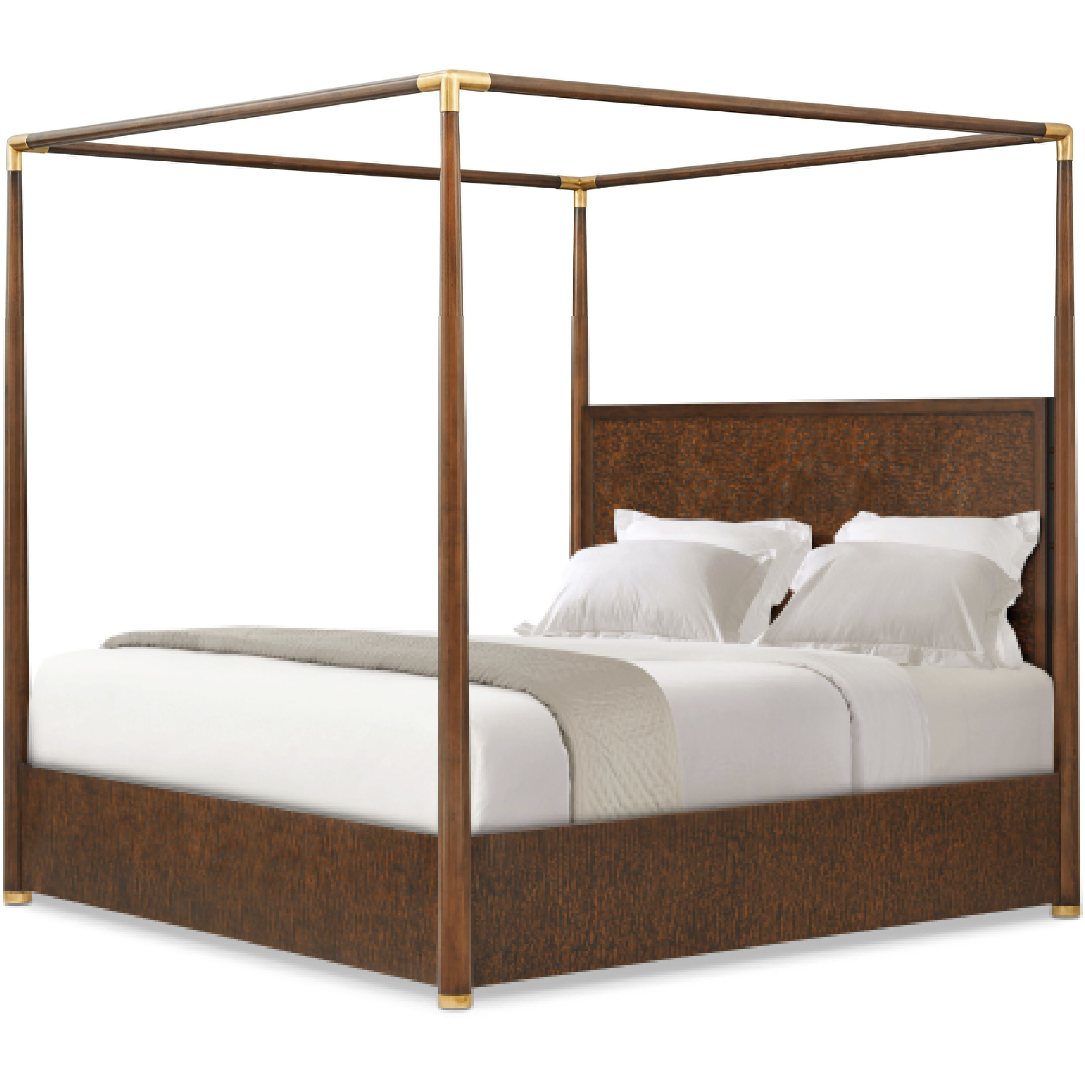 Kesden Pyramid Brown Poster US King Bed, Wooden