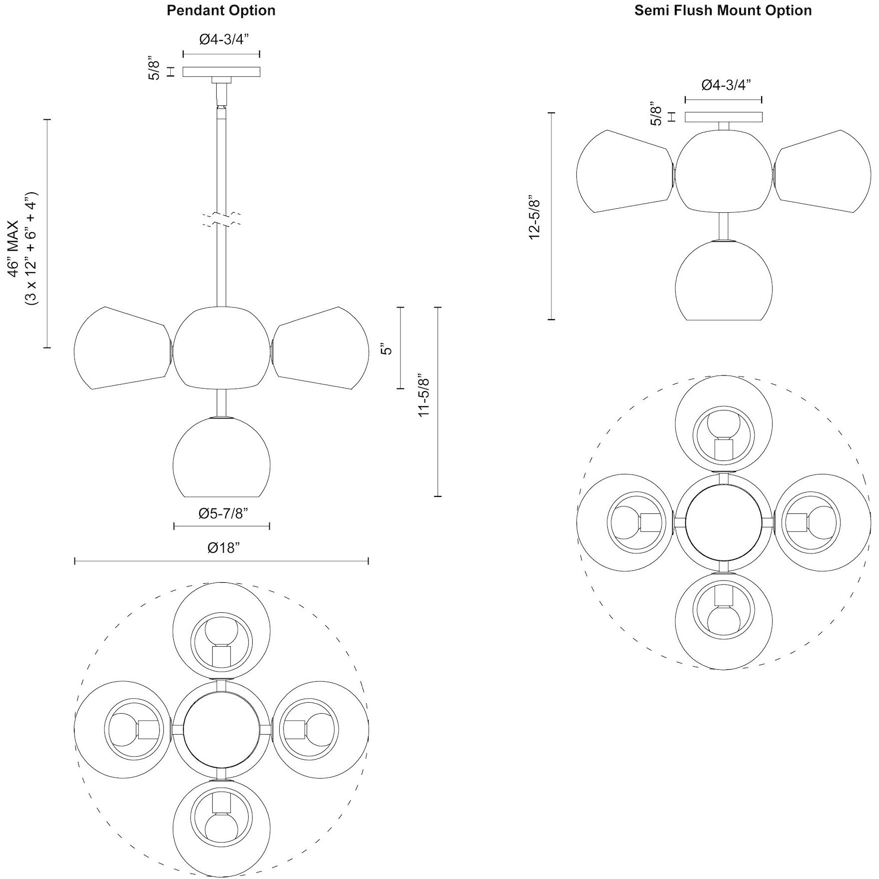 Willow 5 Light 18 inch Matte Black Chandelier Ceiling Light