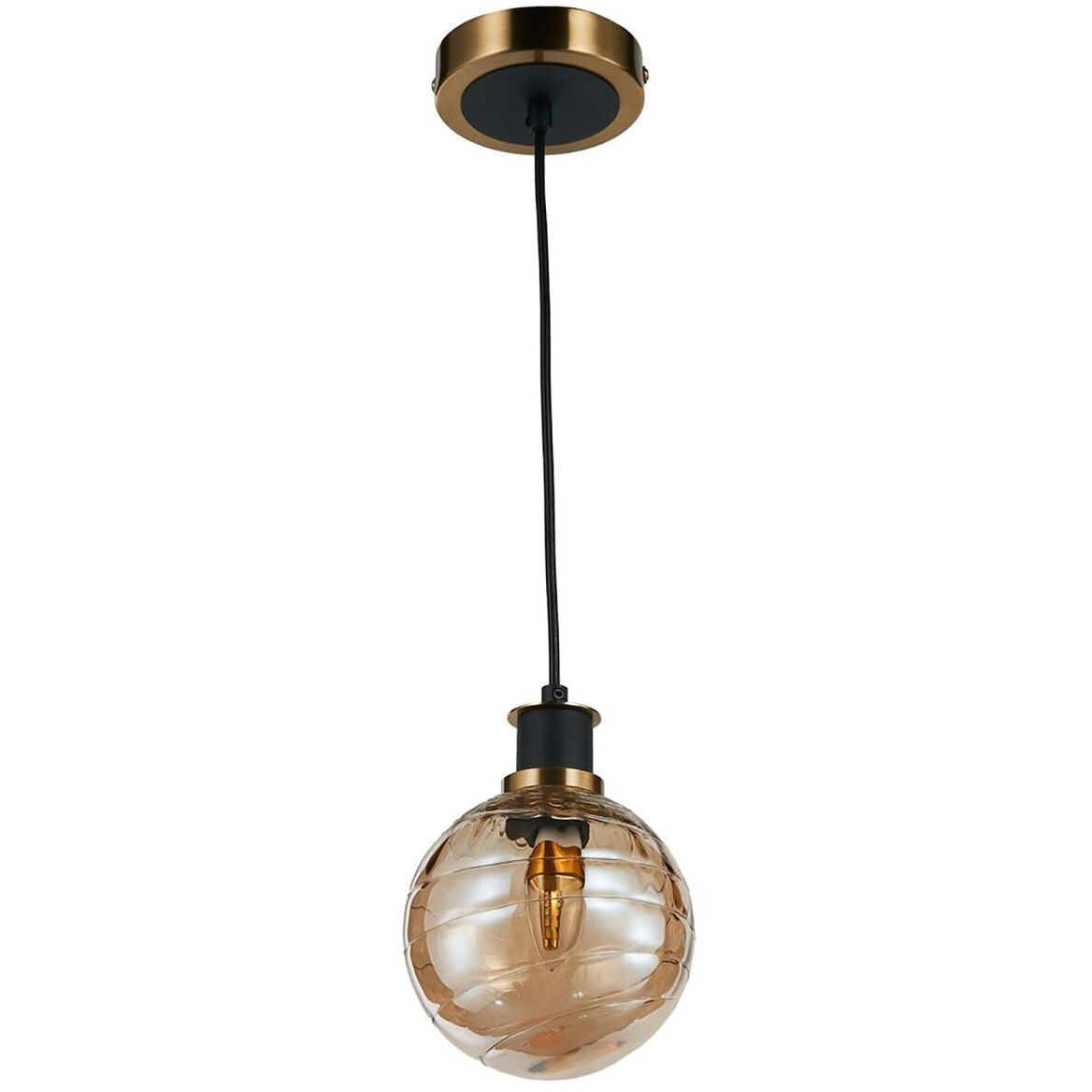 Gem LED 6 inch Black and Brushed Brass Pendant Ceiling Light in Amber