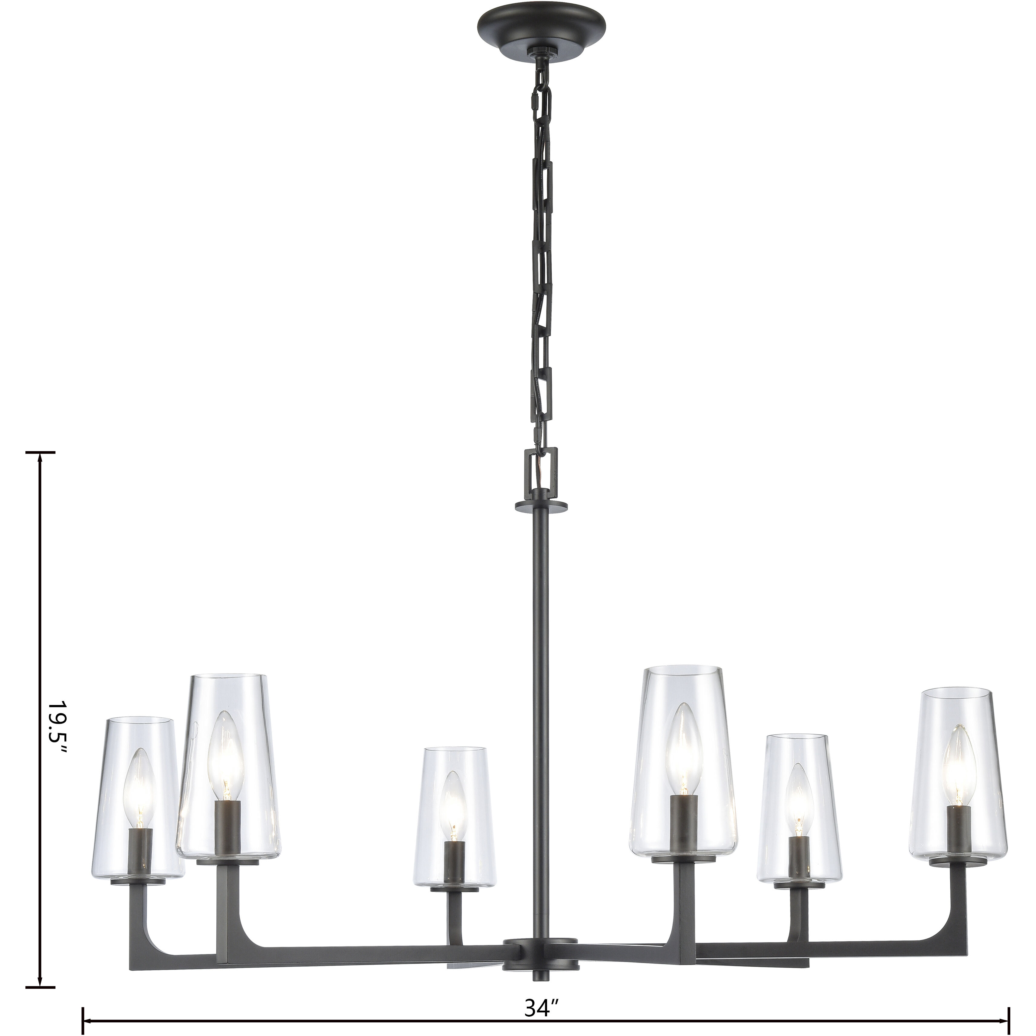 Fitzroy 6 Light 34 inch Matte Black Chandelier Ceiling Light