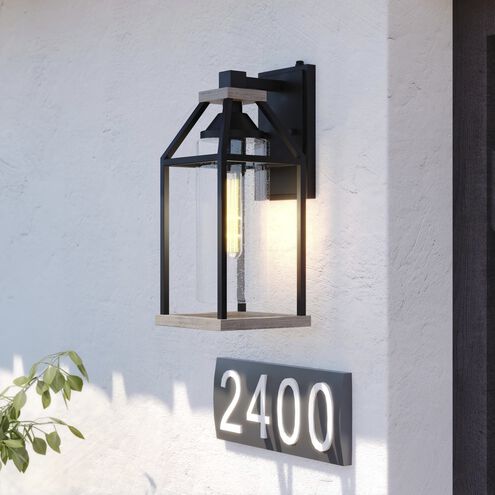 Napier 1 Light 15 inch Forged Black and Rustic Elm Outdoor Wall