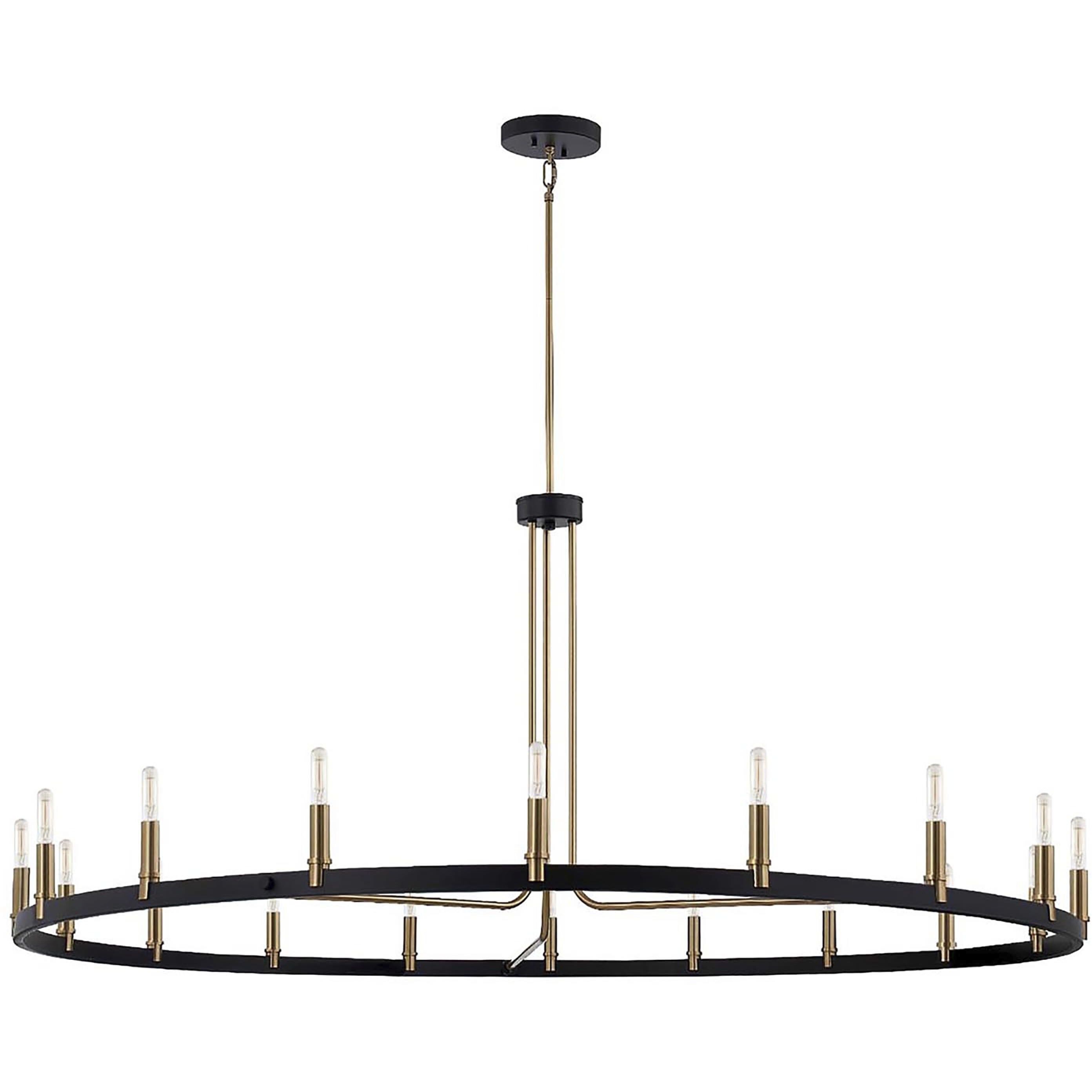 Clayton Family 18 Light 60 inch Matte Black and Brass Accents Chandelier Ceiling Light