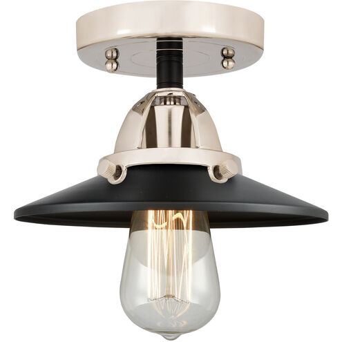 Nouveau 2 Railroad 1 Light 8 inch Black Polished Nickel Semi-Flush Mount Ceiling Light in Matte Black