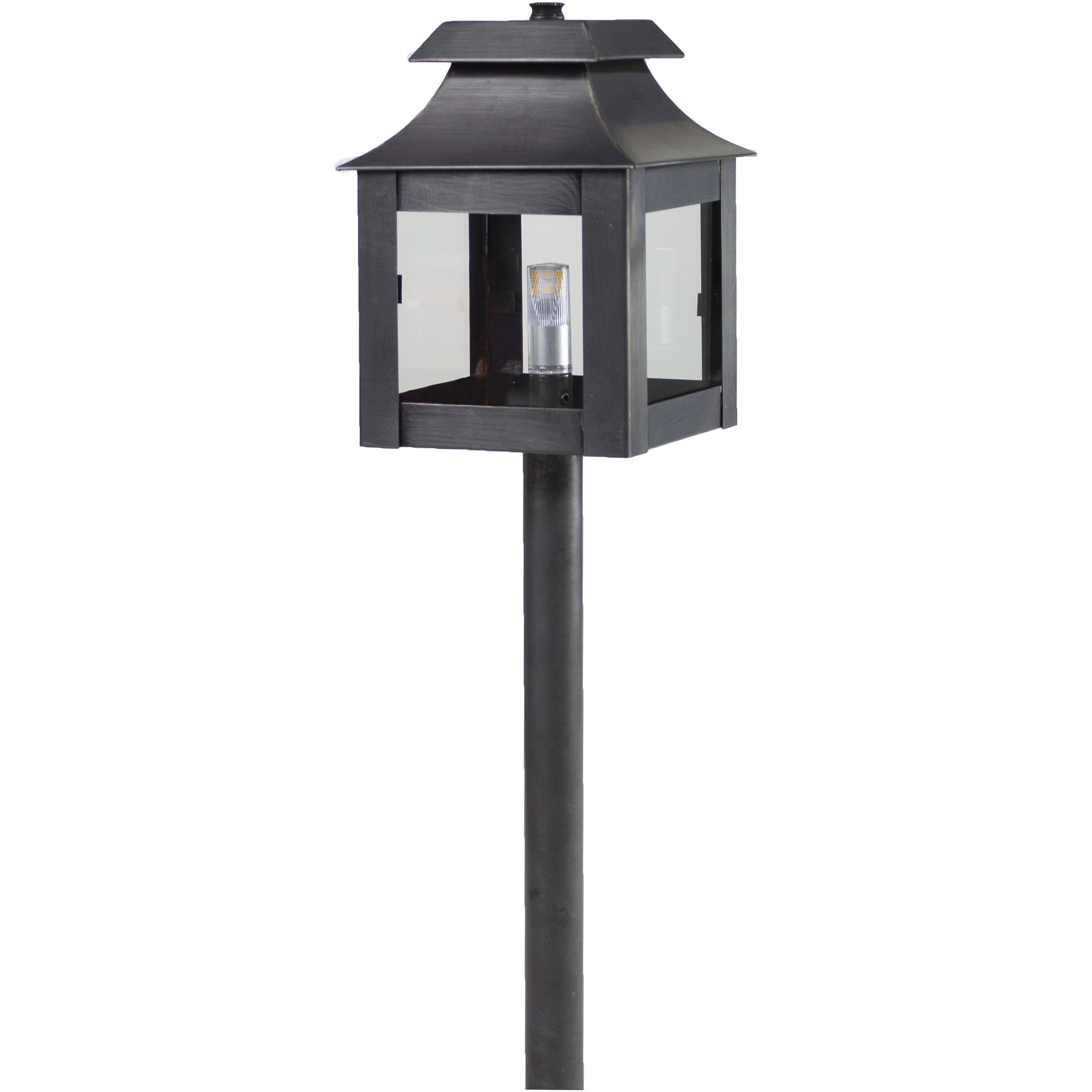 Hawthorne Concord Antique Brass Path Light in Clear Seedy Glass