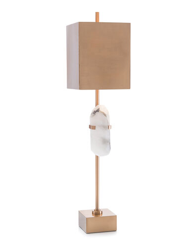 Alabaster Crystal 34 inch 60 watt White and Gray Buffet Lamp Portable Light