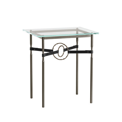 Equus 25.1 X 22 inch Oil Rubbed Bronze and Ink Side Table in Leather Black