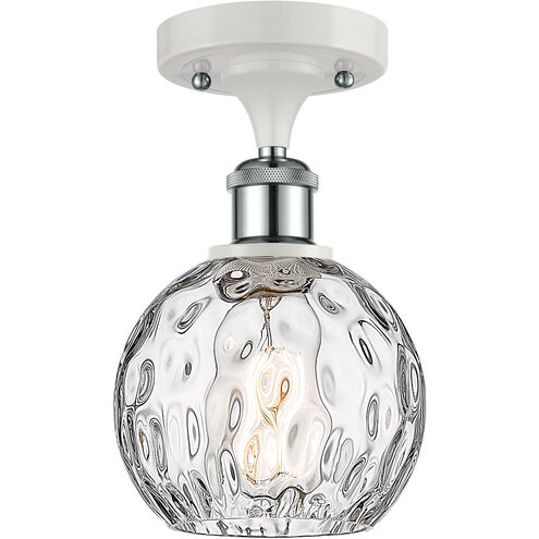 Ballston Athens Water Glass 1 Light 6 inch White and Polished Chrome Semi-Flush Mount Ceiling Light