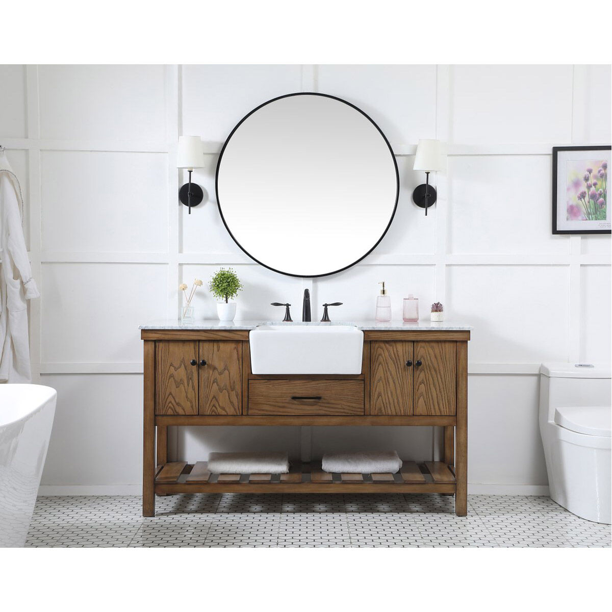 Clement 60 X 22 X 34 inch Driftwood Bathroom Vanity Cabinet
