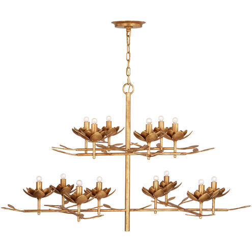 Julie Neill Clementine LED 52.75 inch Antique Gold Leaf Tiered Chandelier Ceiling Light