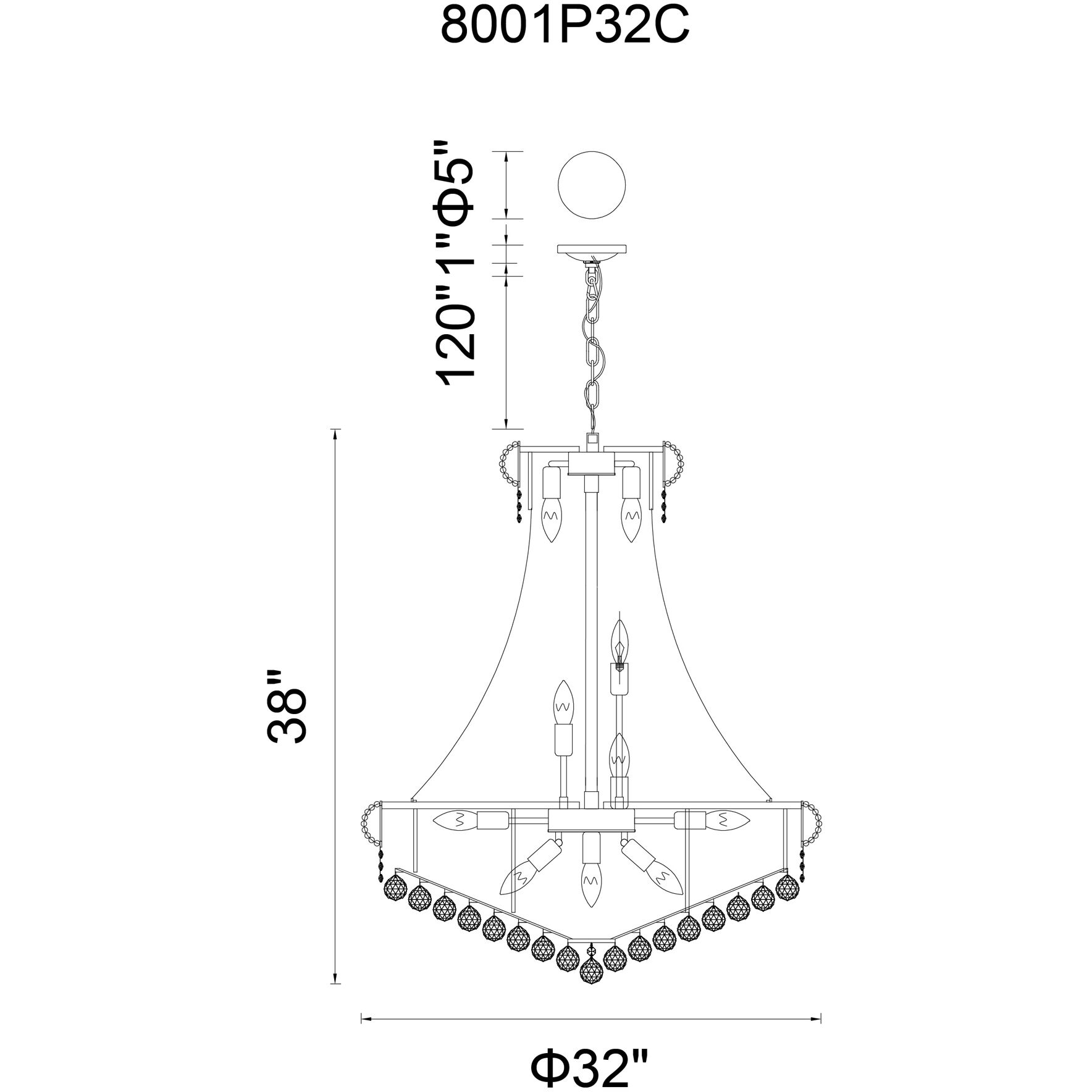 Empire 19 Light 32 inch Chrome Down Chandelier Ceiling Light