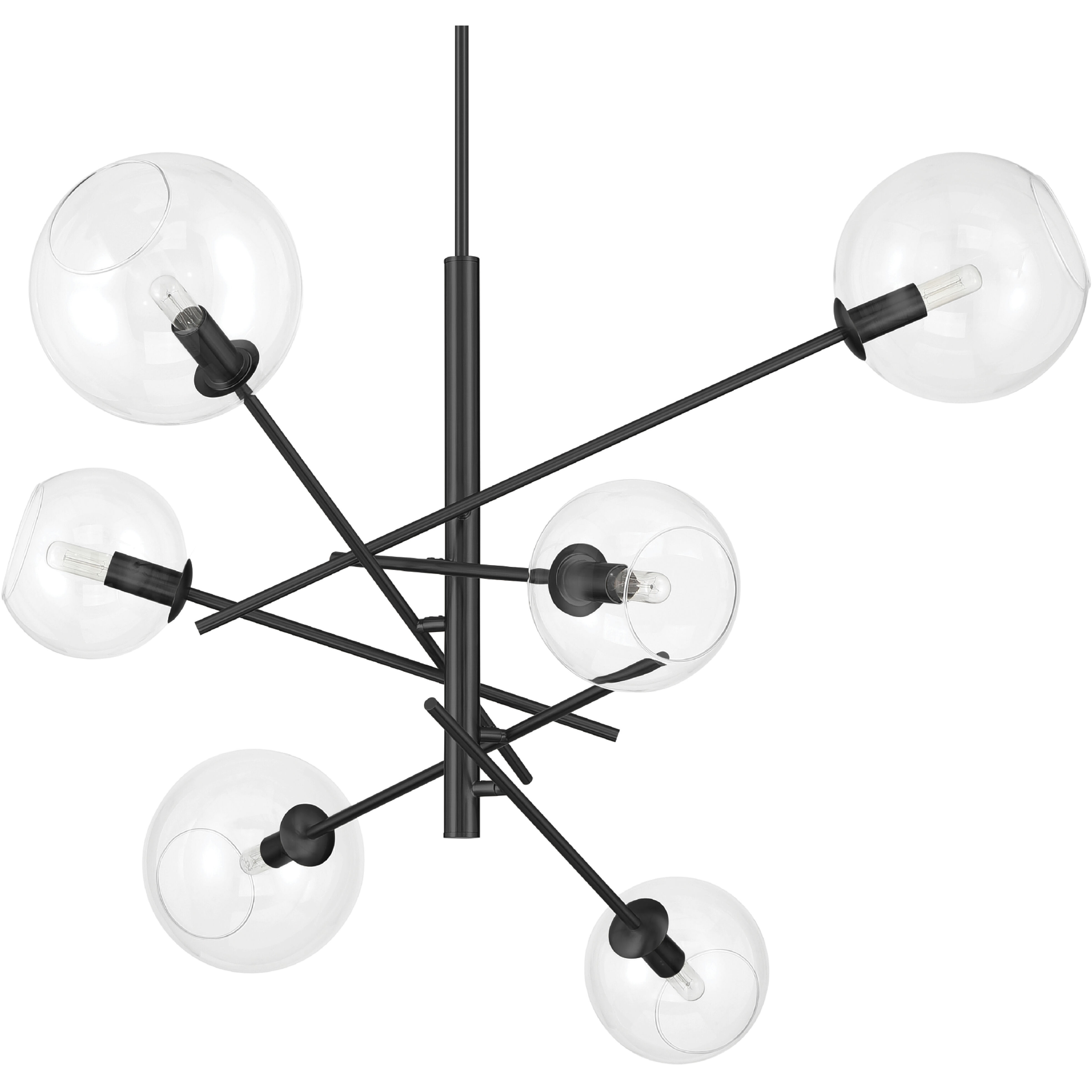 Farling 6 Light 44 inch Matte Black Chandelier Ceiling Light, Extra Large