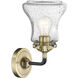 Nouveau Bellmont LED 6 inch Black Antique Brass Sconce Wall Light in Seedy Glass, Nouveau