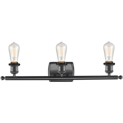 Ballston Bare Bulb 3 Light 26 inch Matte Black Bath Vanity Light Wall Light, Ballston