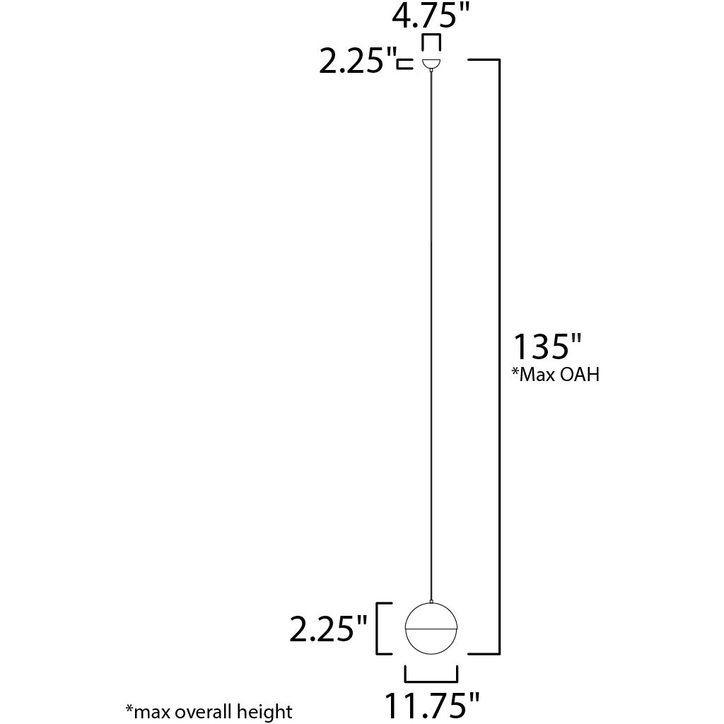 Half Moon LED 11.75 inch Metallic Gold Single Pendant Ceiling Light
