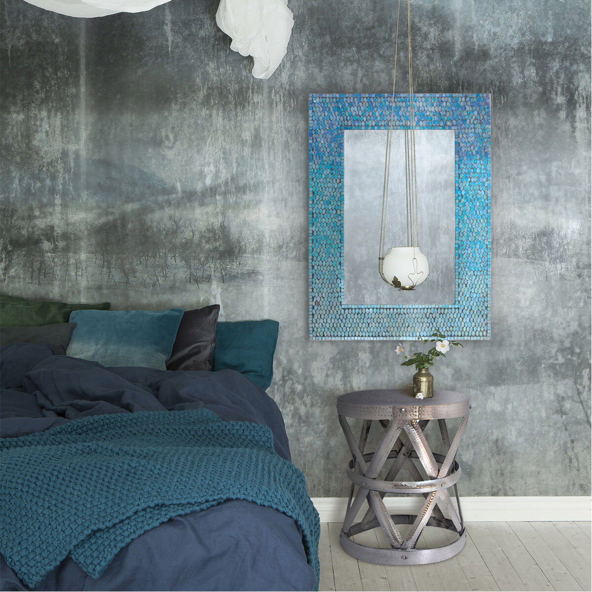 Catarina 31 X 23 inch Blue Mosaic Wall Mirror