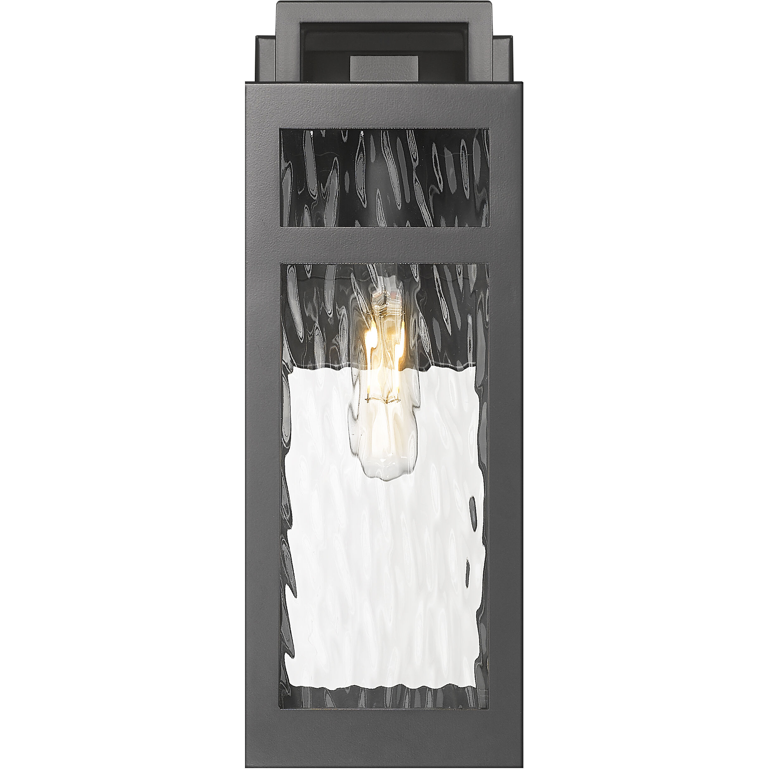 Ridgeway 1 Light 12.5 inch Matte Black Outdoor Sconce in Waterglass