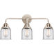 Nouveau 2 Small Bell LED 23 inch Polished Nickel Bath Vanity Light Wall Light in Clear Glass