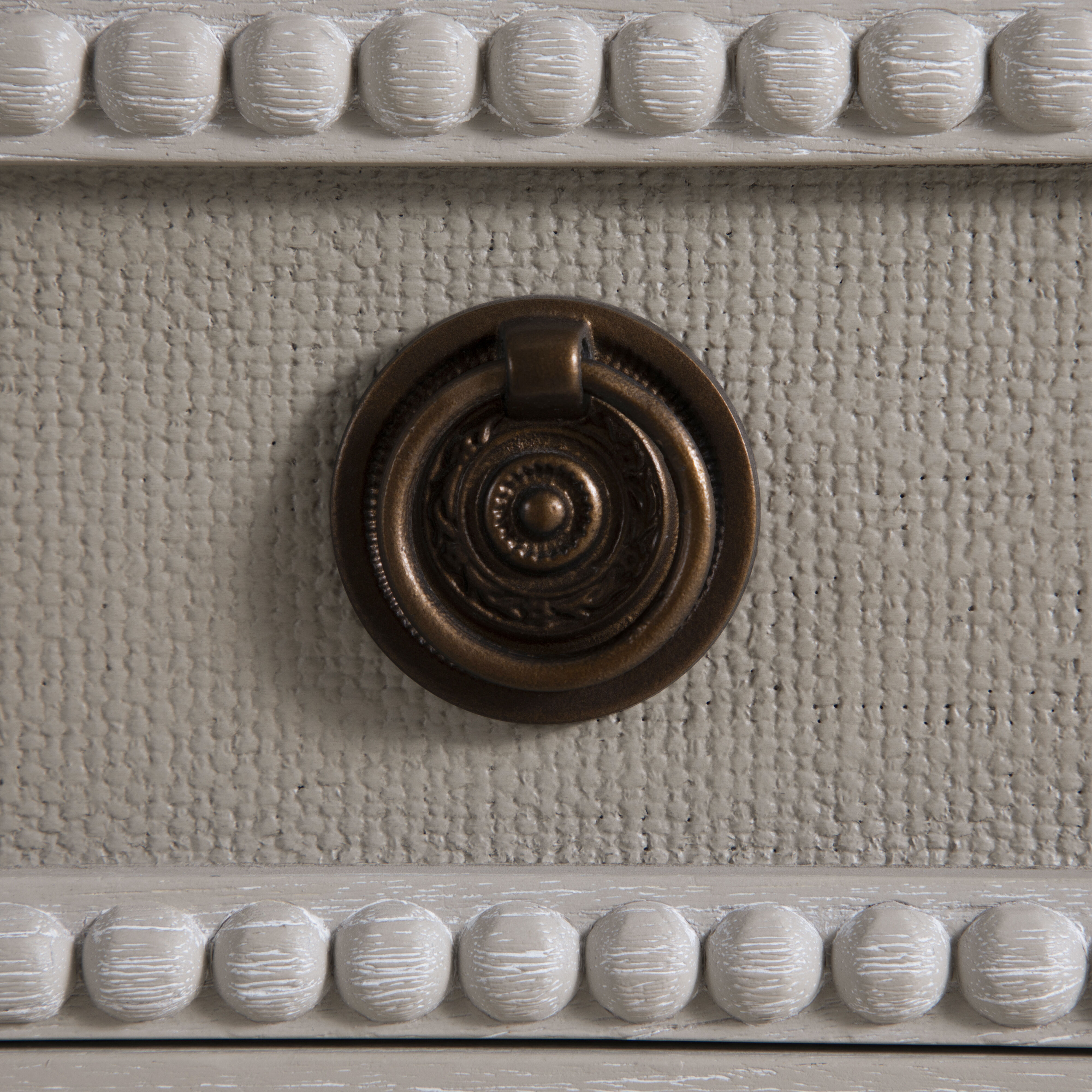 Caroline 30.5 X 30 inch Cerused White and Painted Burlap with Antique Bronze Nightstand