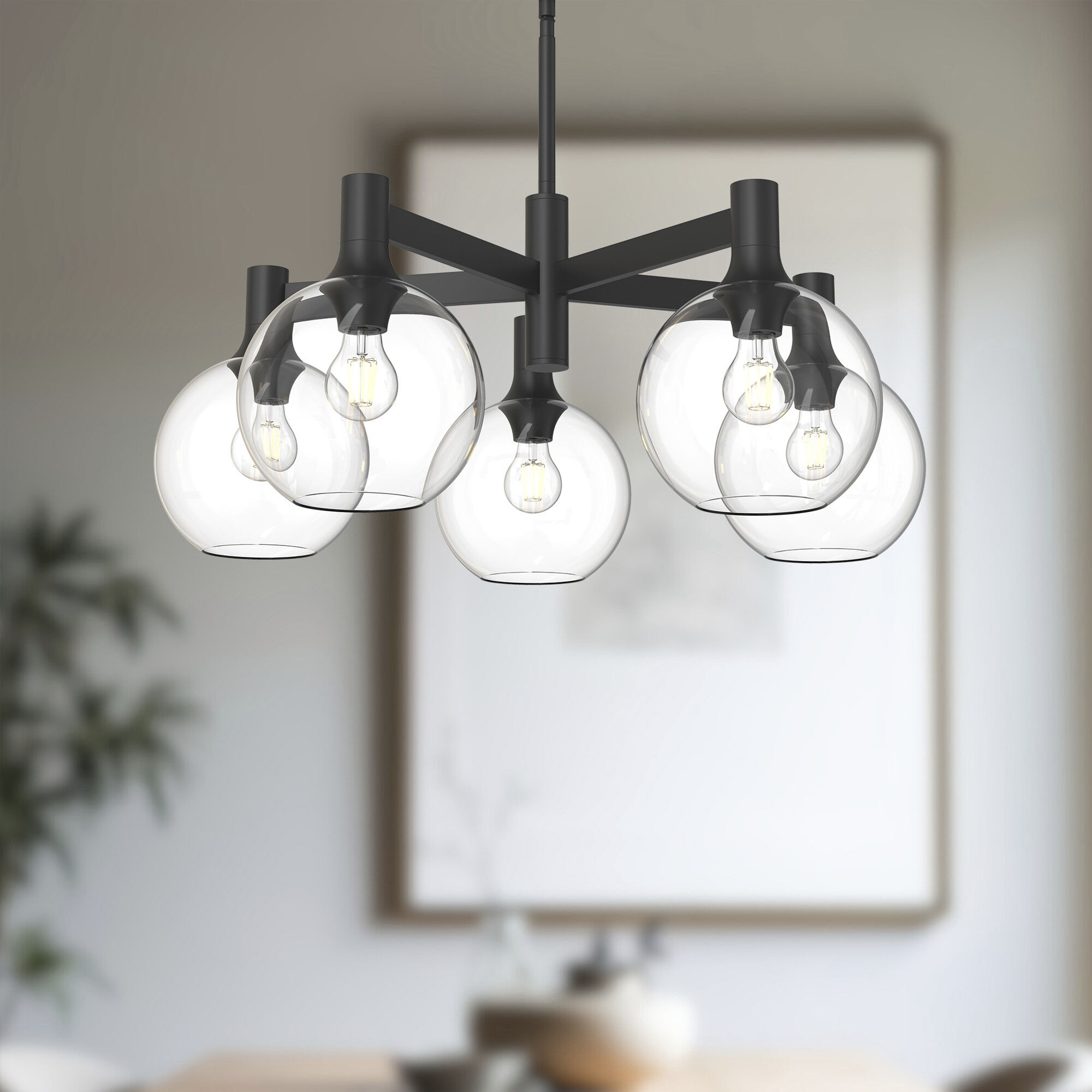 Alora Mood Castilla 5 Light 29.5 inch Clear Glass/Matte Black Chandelier Ceiling Light